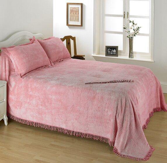 Candlewick Bedspread Geneva - Dusky Pink - Williamsons Factory Shop