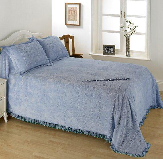 Candlewick Bedspread Geneva - Pastel Blue - Williamsons Factory Shop