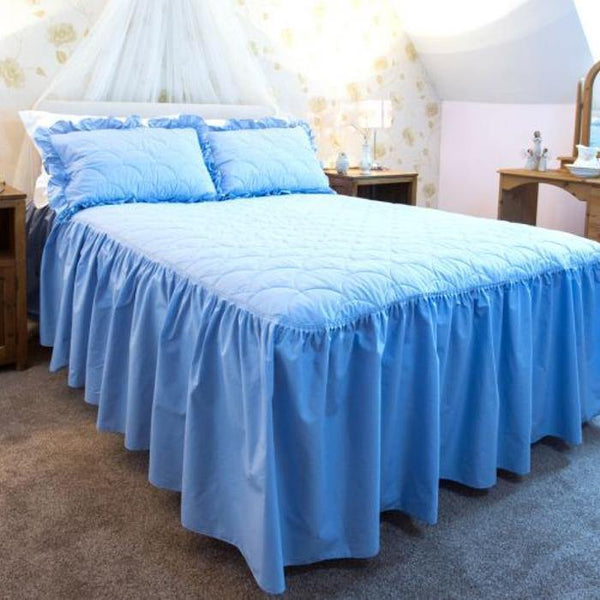 Charlotte Fitted Bedspread Set - Blue-Williamsons Factory Shop