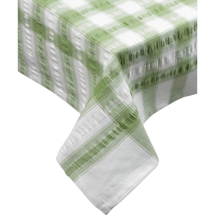 Cotton Seersucker Tablecloth - Green - Williamsons Factory Shop