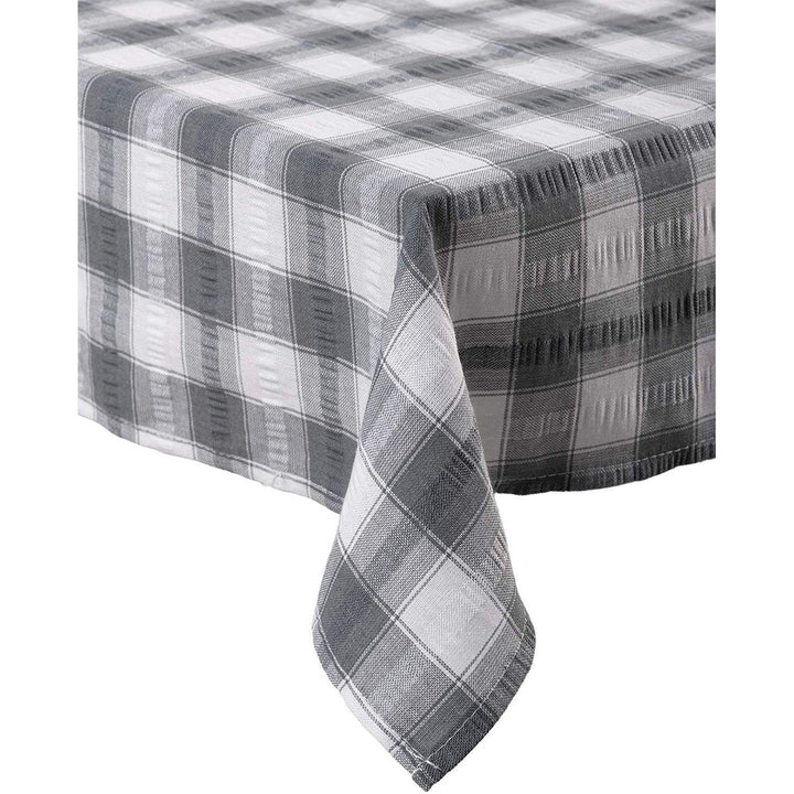Cotton Seersucker Tablecloth - Grey - Williamsons Factory Shop