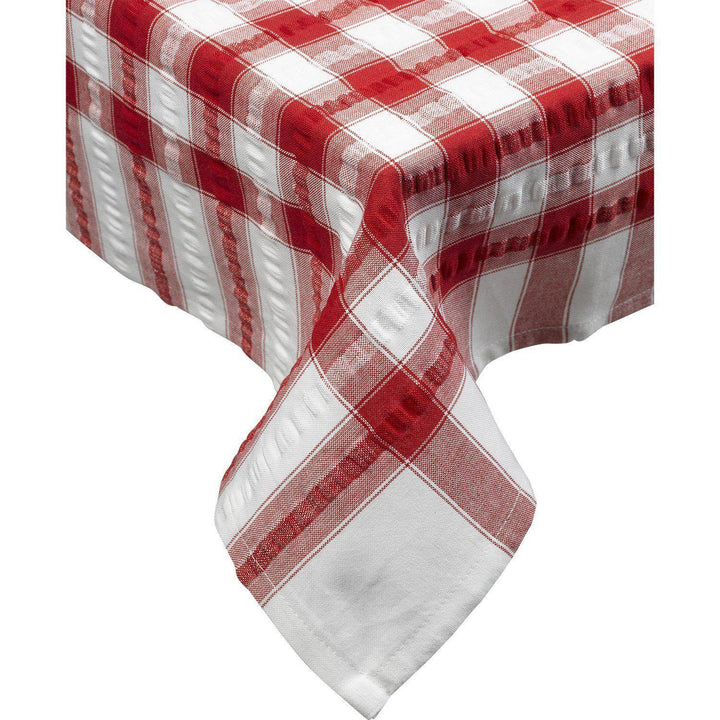 Cotton Seersucker Tablecloth - Red-Williamsons Factory Shop