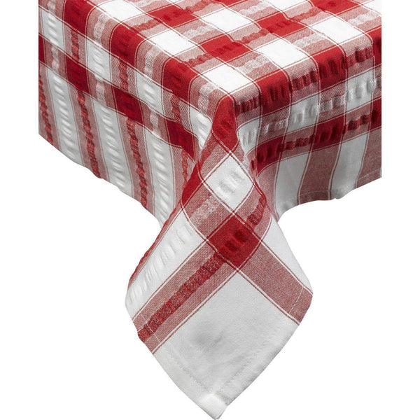 Cotton Seersucker Tablecloth - Red-Williamsons Factory Shop