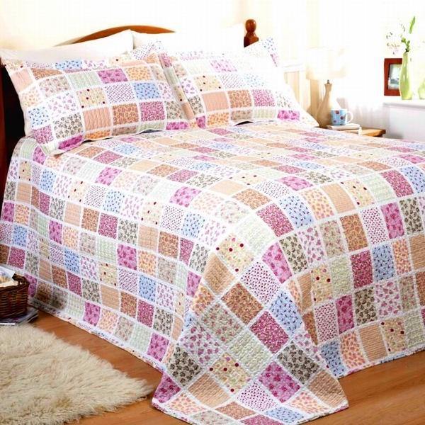 Ella Quilted Bedspread Patchwork - Pink - Williamsons Factory Shop