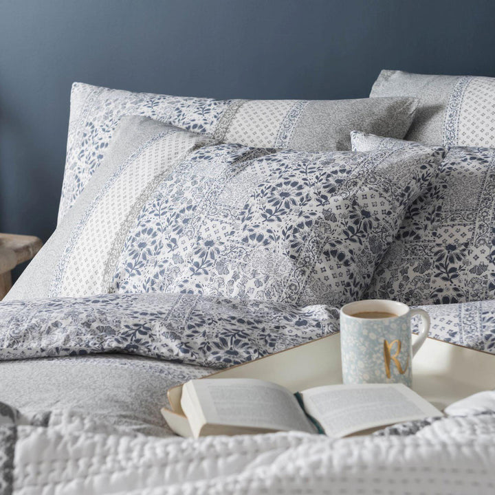 Fat Face Floral Mosaic Duvet Cover Set - Pearl Blue - Williamsons Factory Shop