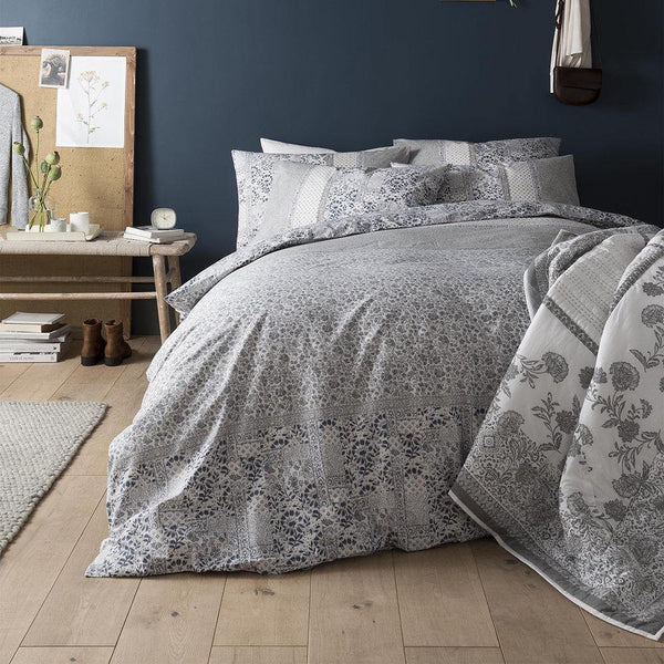 Fat Face Floral Mosaic Duvet Cover Set - Pearl Blue - Williamsons Factory Shop