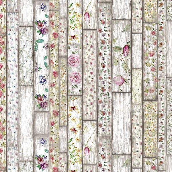 Floral Tiles Vinyl Oil Cloth - Williamsons Factory Shop