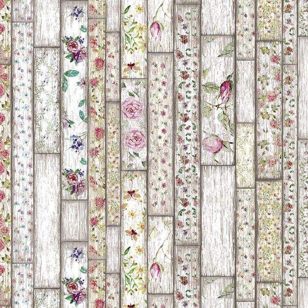 Floral Tiles Vinyl Oil Cloth-Williamsons Factory Shop