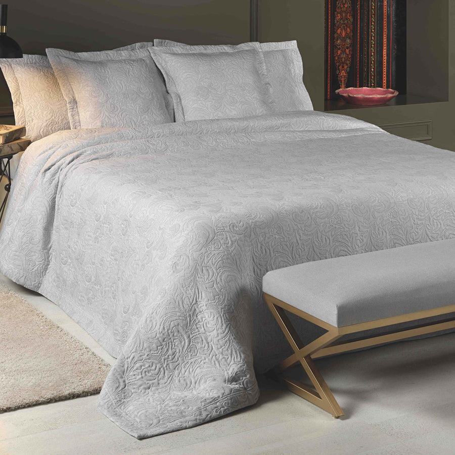 Forest Woven Bedspread - Silver - Williamsons Factory Shop