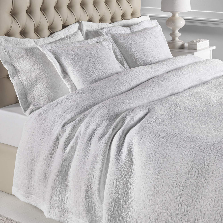 Forest Woven Bedspread - White - Williamsons Factory Shop