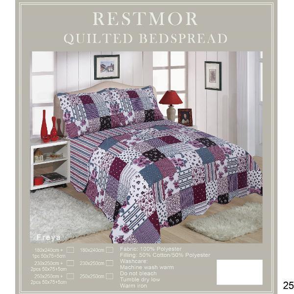 Freya Quilted Patchwork Bedspread-Williamsons Factory Shop