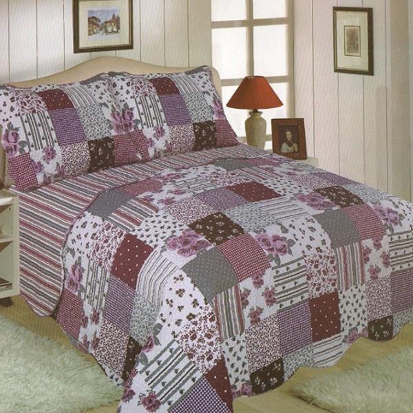 Freya Quilted Patchwork Bedspread-Williamsons Factory Shop