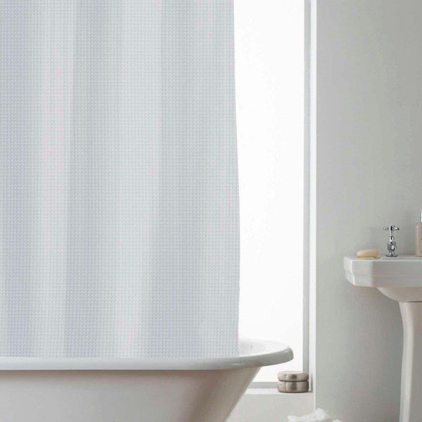 Grey Waffle Shower Curtain with Liner - Williamsons Factory Shop