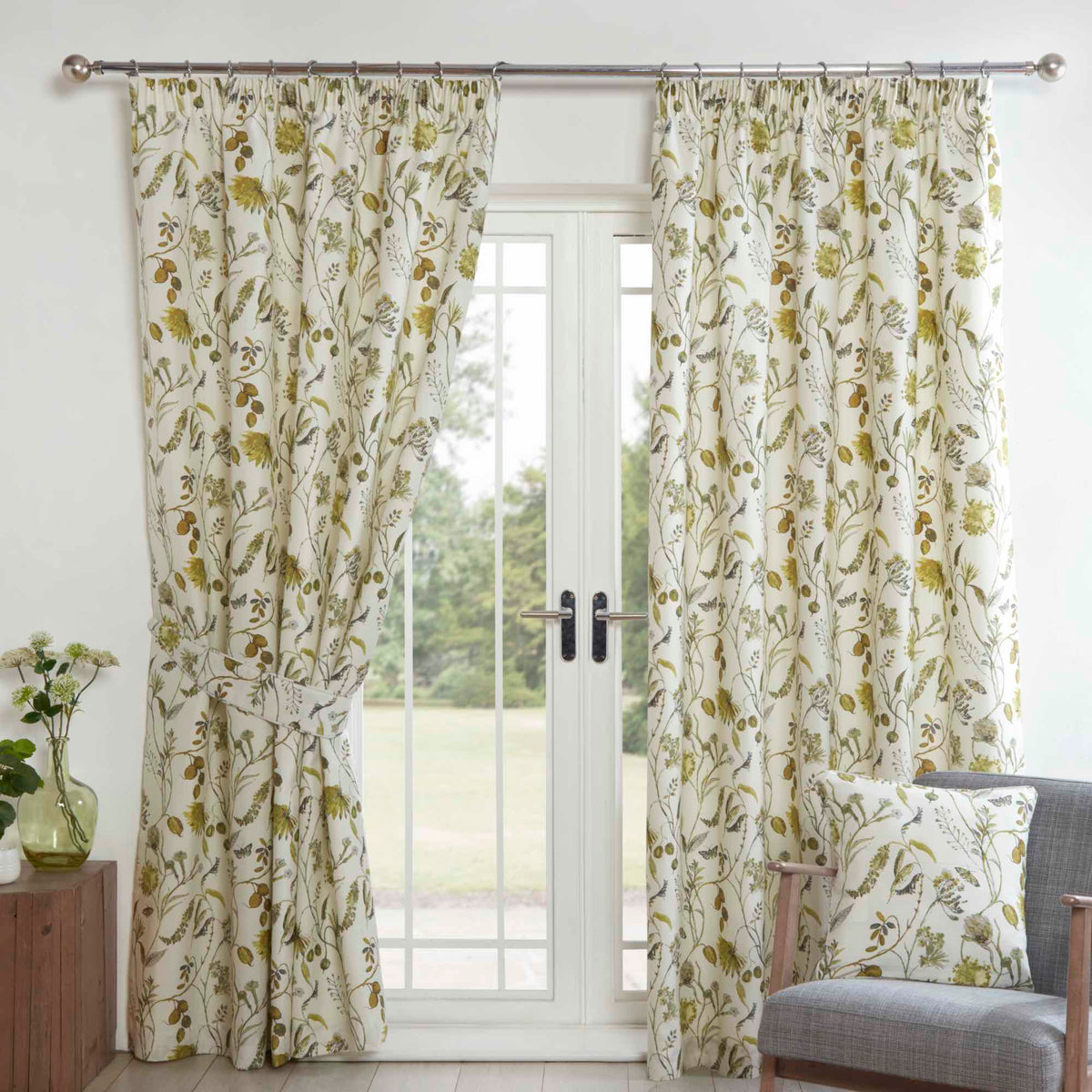 Sundour Grove 3" Pencil Pleat Curtains - Fennel Green - Williamsons Home