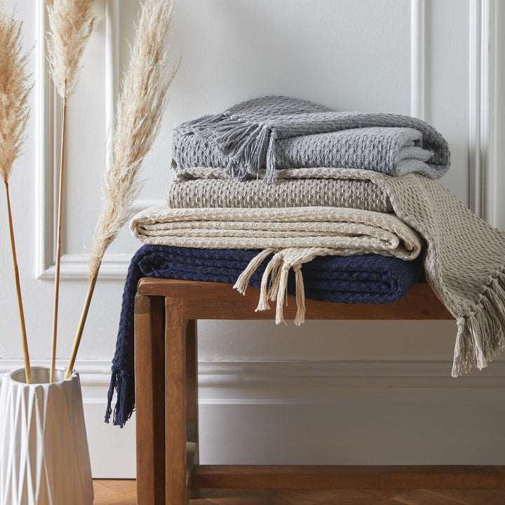 Drift Home Hayden Recycled Cotton Throw - Grey - Williamsons Factory Shop