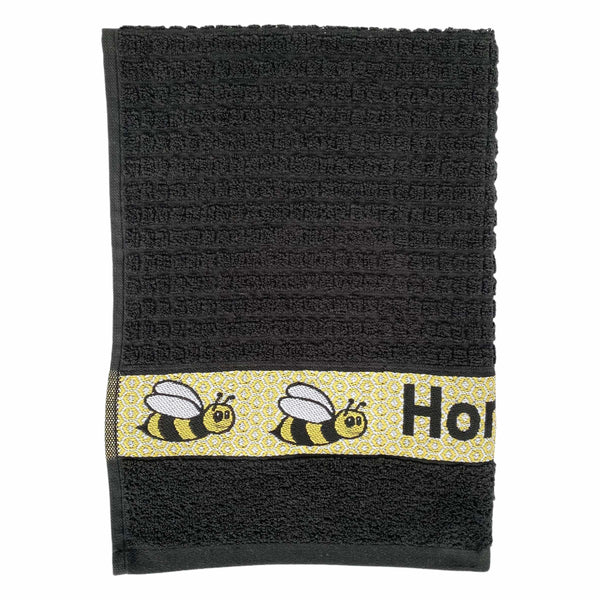 Honey Bee Black Kitchen Towel - Williamsons Factory Shop