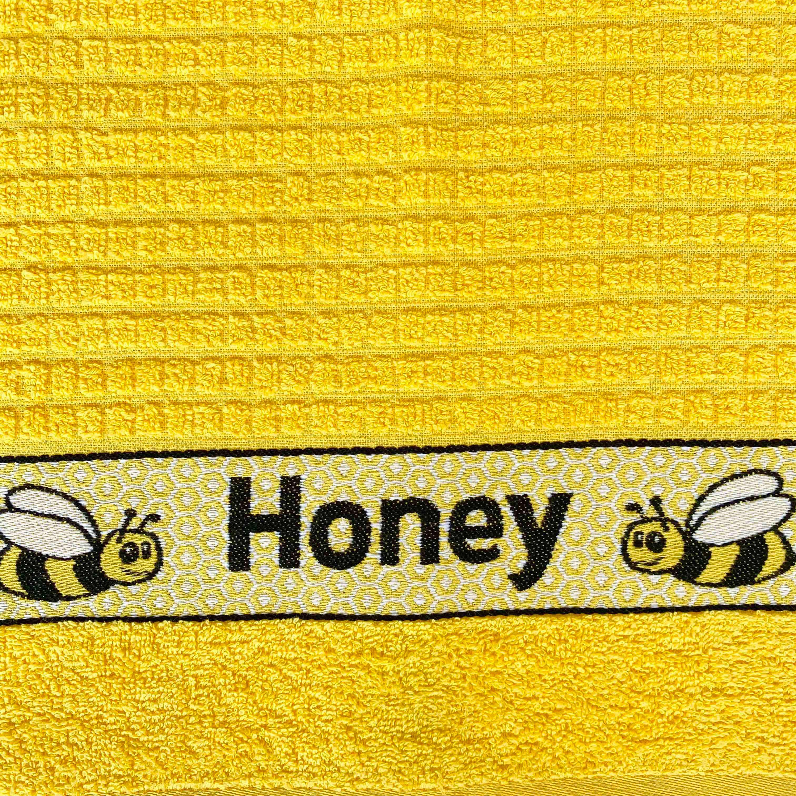 Honey Bee Yellow Kitchen Towel-Williamsons Factory Shop