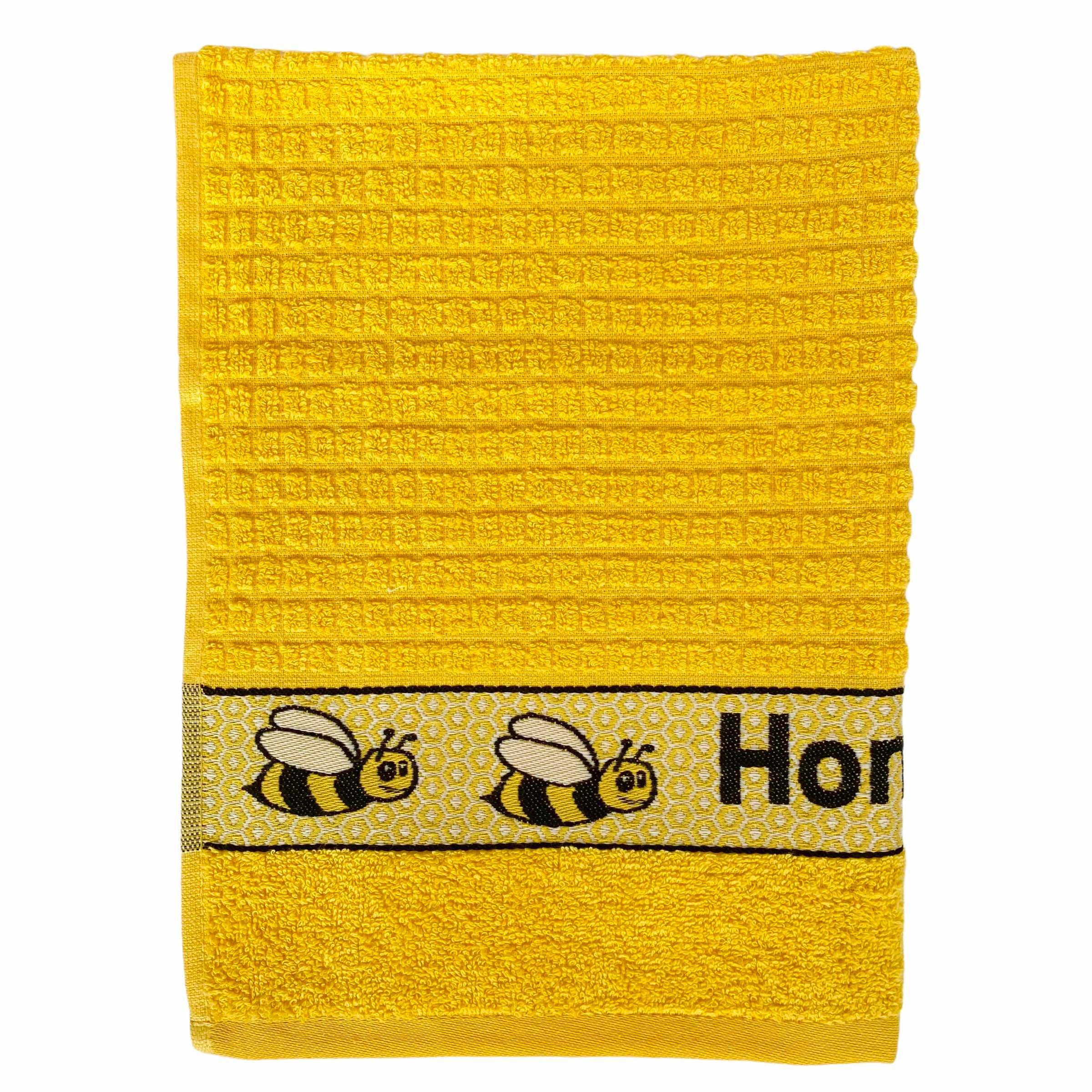 Honey Bee Yellow Kitchen Towel-Williamsons Factory Shop