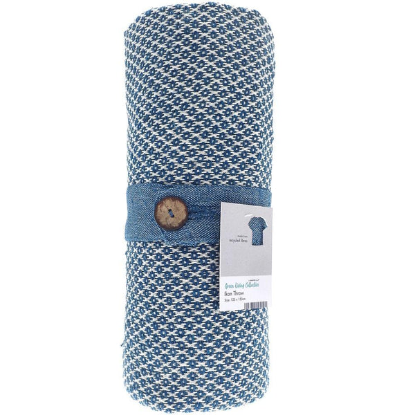 Ikon Recycled Cotton Throw - Blue - Williamsons Factory Shop