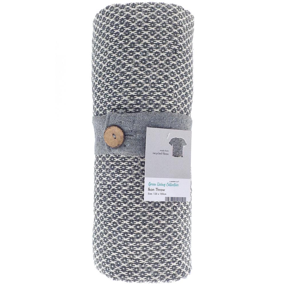 Ikon Recycled Cotton Throw - Grey - Williamsons Home