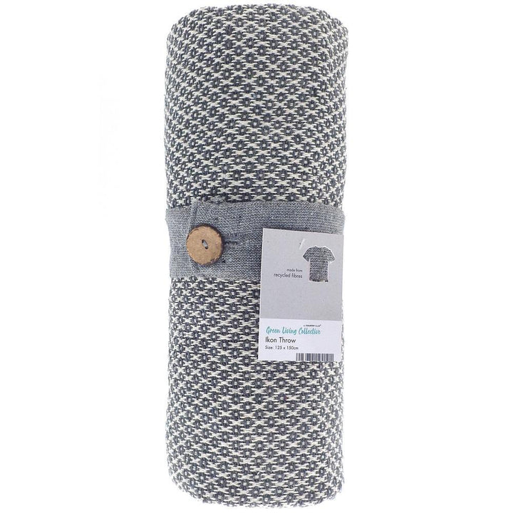 Ikon Recycled Cotton Throw - Grey - Williamsons Factory Shop