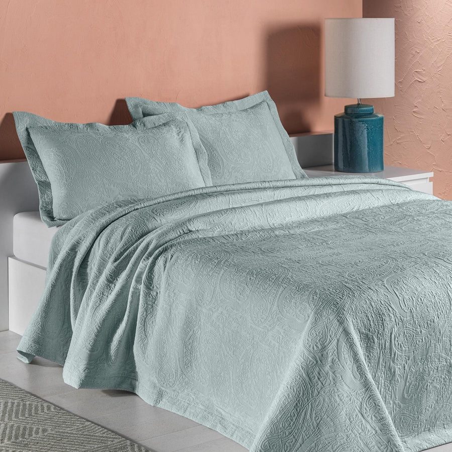 Kashmir Bedspread - Duck Egg - Williamsons Factory Shop