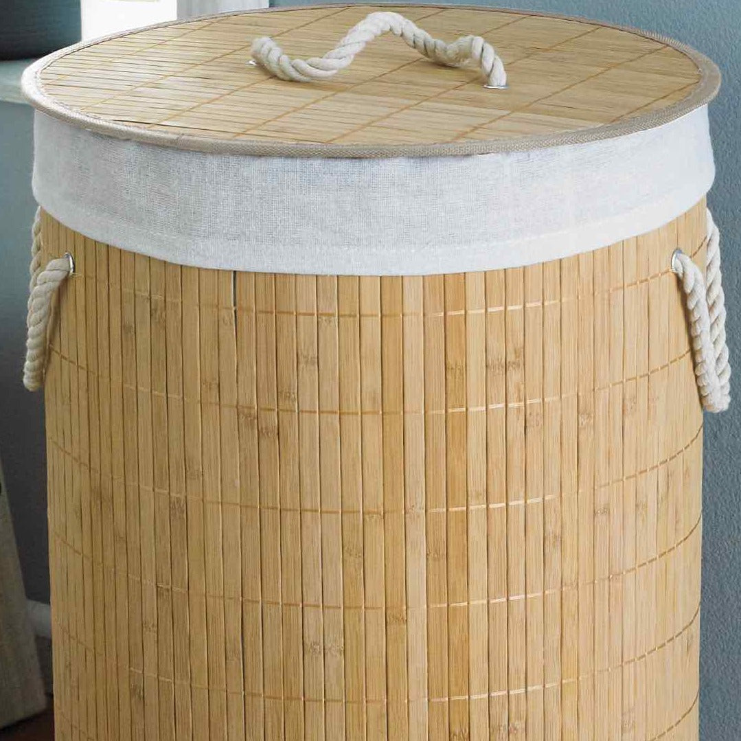 Natural Bamboo Round Laundry Basket