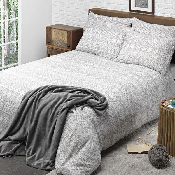 Lace Stripe Grey Duvet Cover - Williamsons Factory Shop