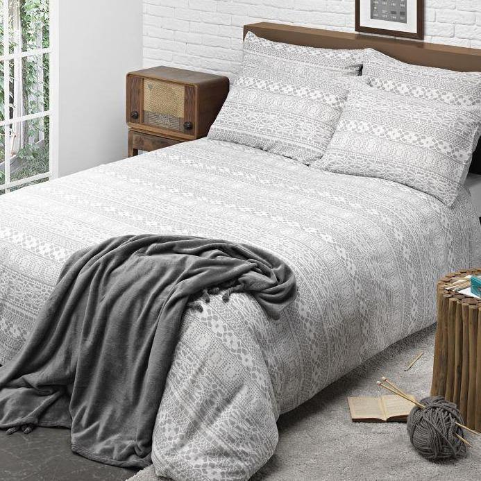 Lace Stripe Grey Duvet Cover - Williamsons Factory Shop