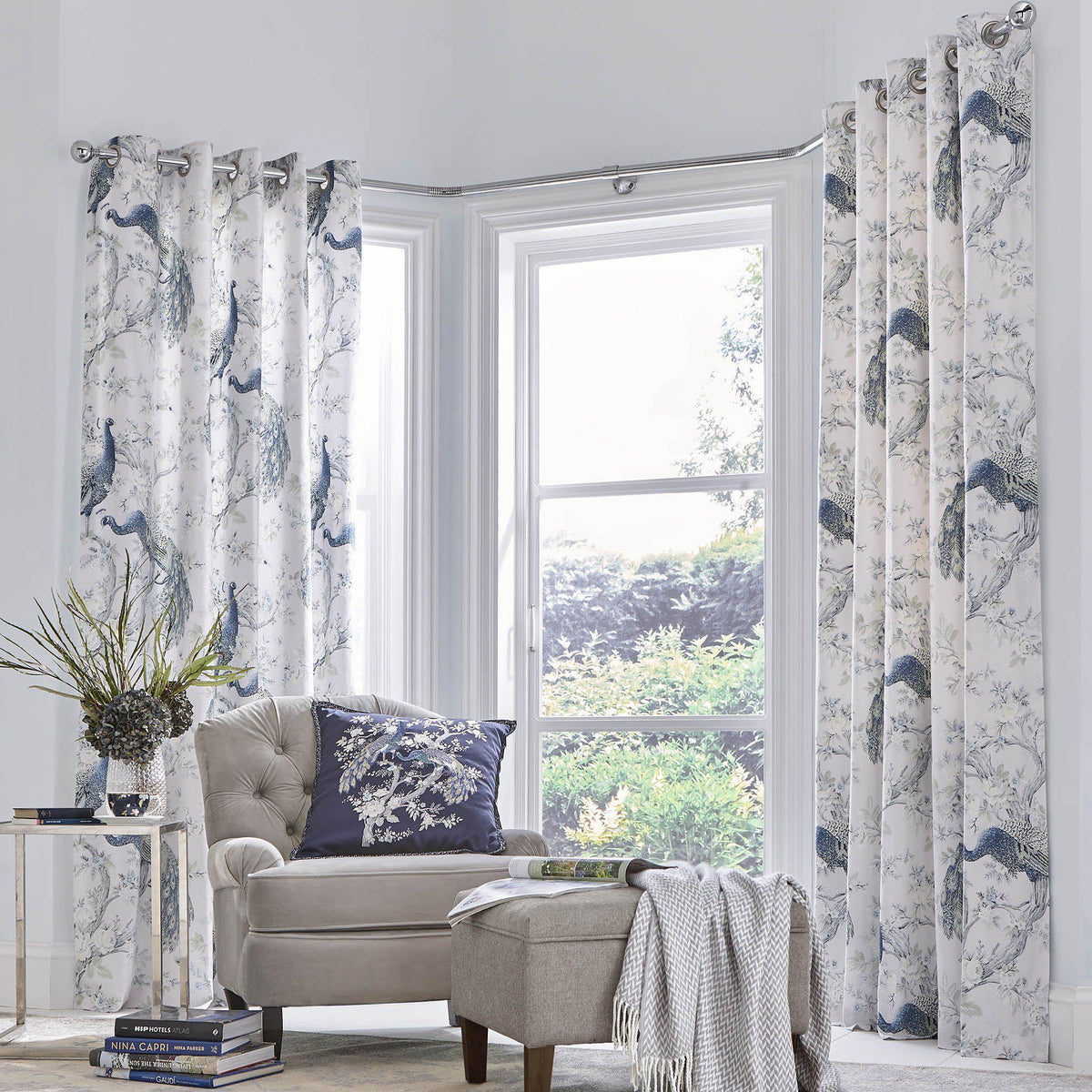 Laura Ashley Belvedere Eyelet Curtains - Midnight - Williamsons Home