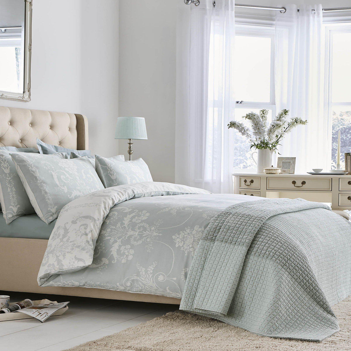 Laura Ashley Josette Duvet Cover Set - Duck Egg - Williamsons Home