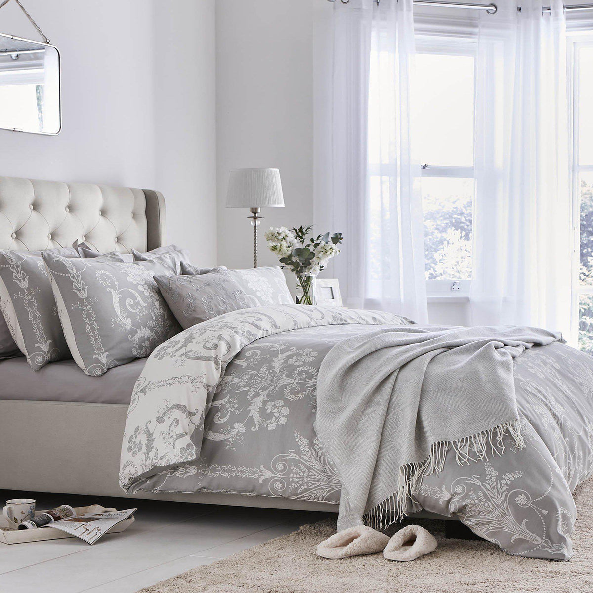 Laura Ashley Josette Duvet Cover Set - Steel - Williamsons Home