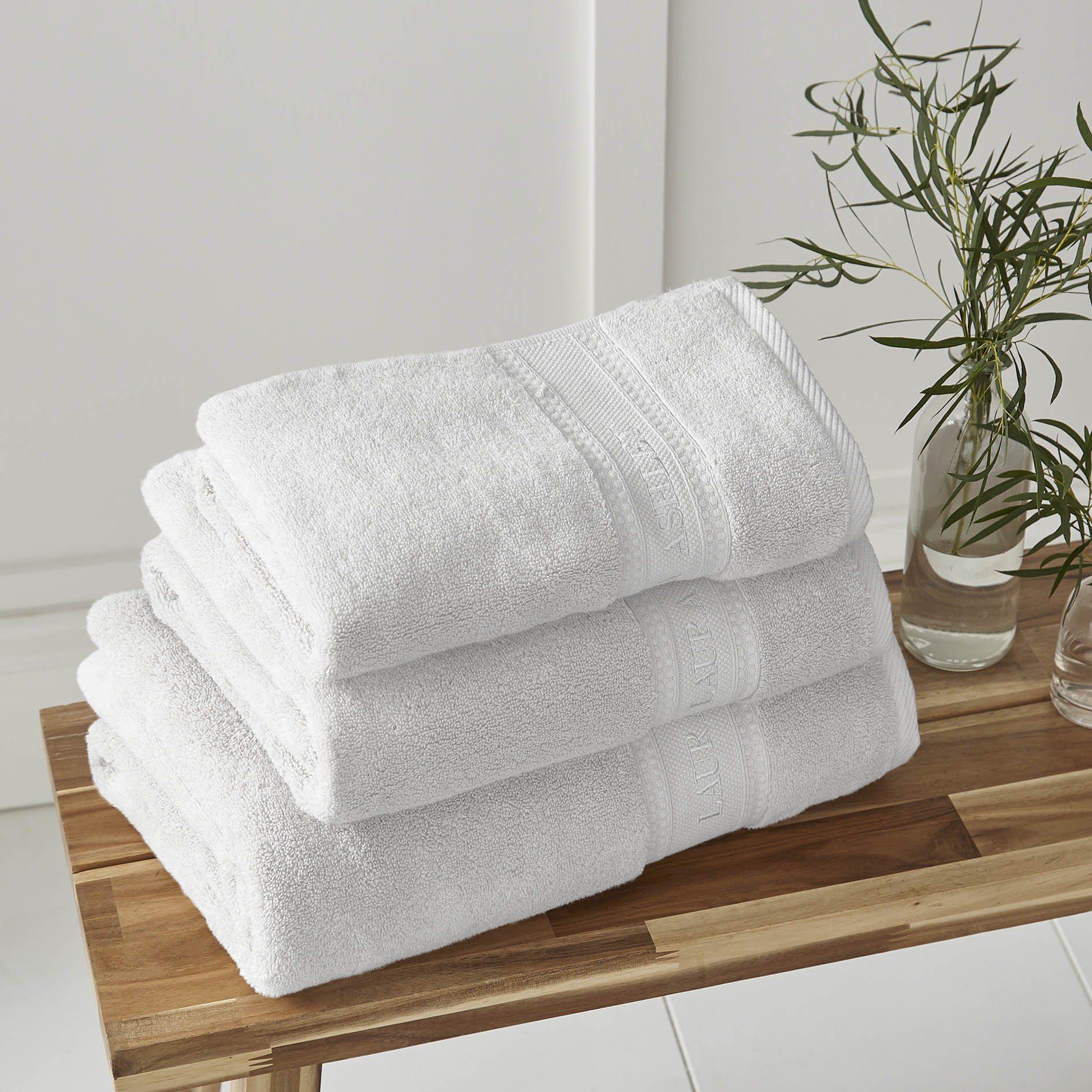 Laura Ashley Luxury Cotton Embroidered Towel - White-Williamsons Factory Shop