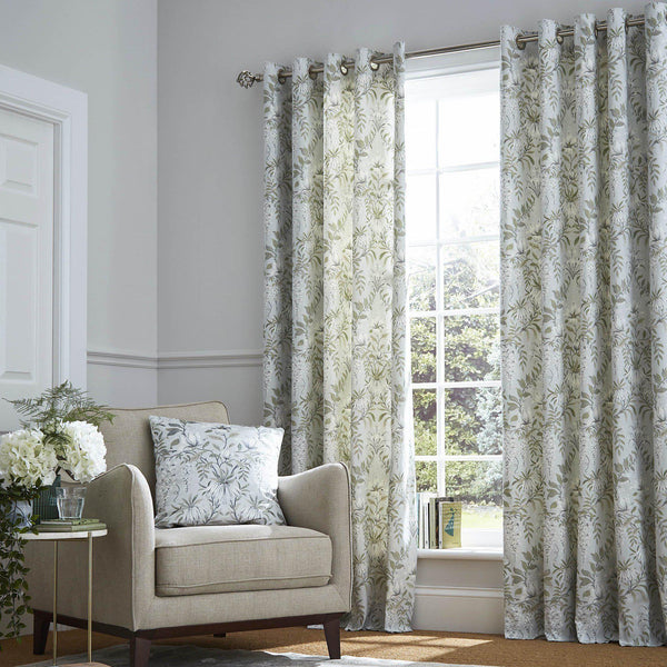Laura Ashley Parterre Eyelet Curtains - Sage - Williamsons Factory Shop