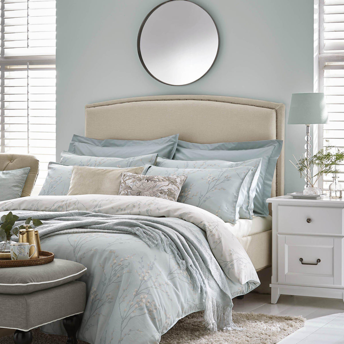 Laura Ashley Pussy Willow Duvet Cover Set - Duck Egg - Williamsons Home