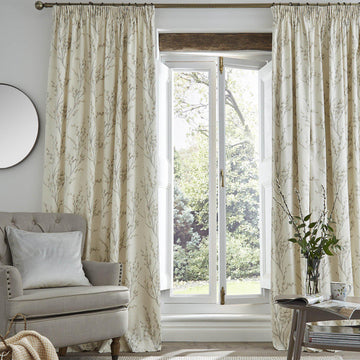 Laura Ashley Pussy Willow Pencil Pleat Curtains - Dove Grey - Williamsons Home