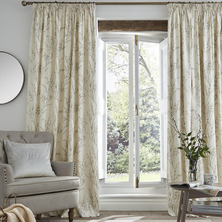 Laura Ashley Pussy Willow Pencil Pleat Curtains - Dove Grey - Williamsons Factory Shop