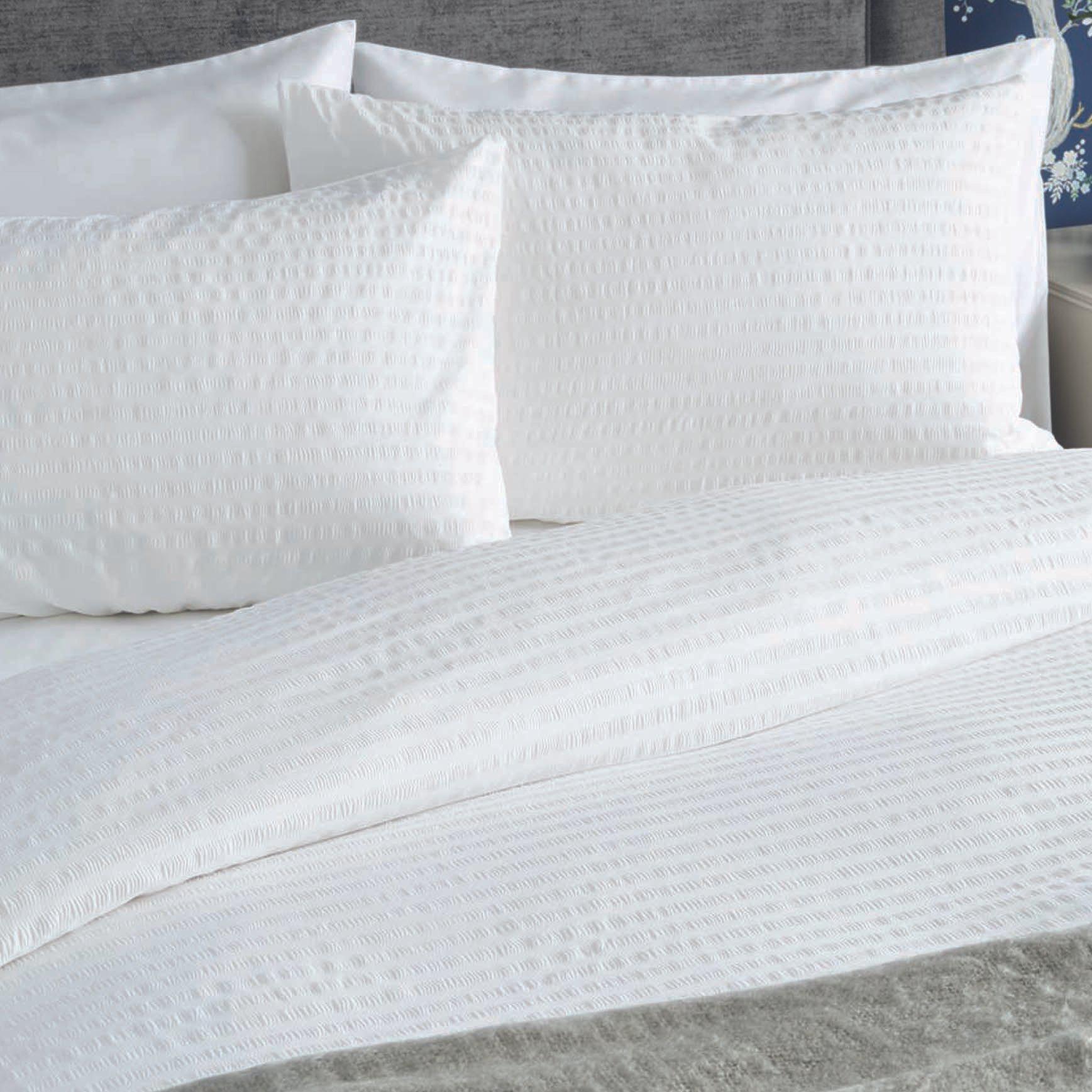 Laura Ashley Seersucker Duvet Cover Set - White-Williamsons Factory Shop