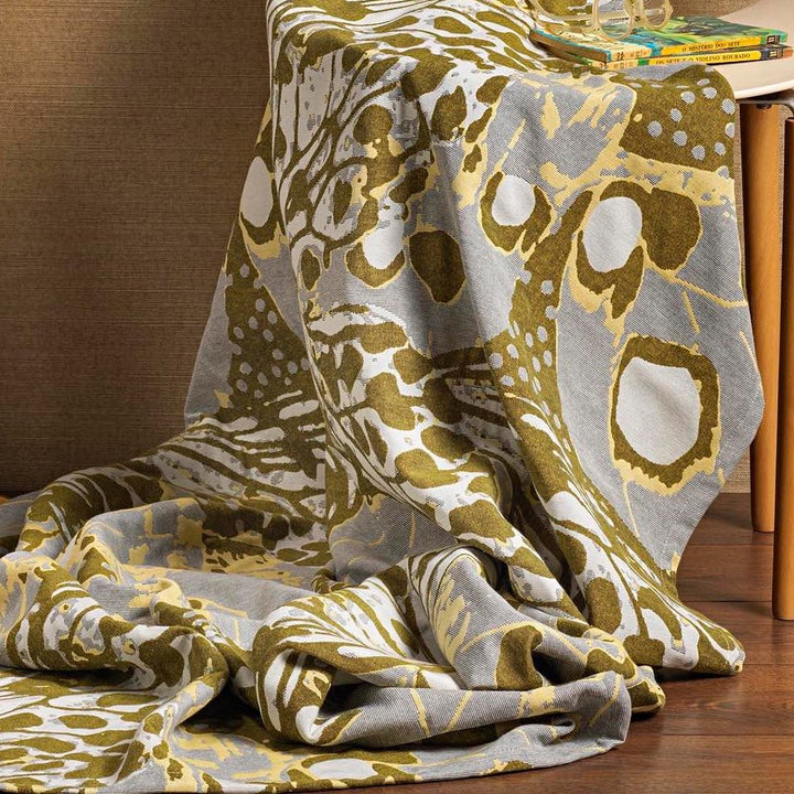 Marsh Jacquard Cotton Throw - Ochre - Williamsons Factory Shop