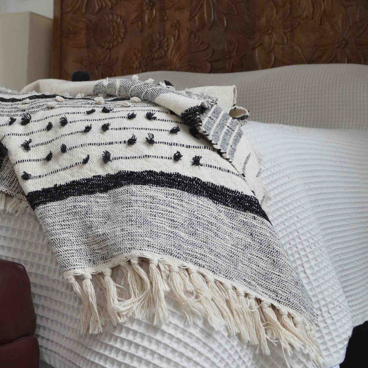 Nina Textured Throw - Grey/White - Williamsons Factory Shop