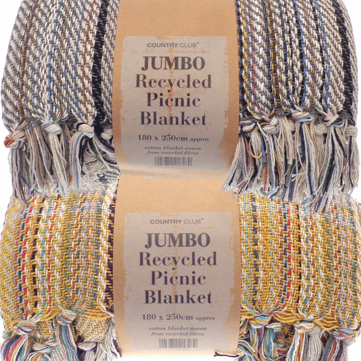 Jumbo Recycled Cotton Picnic Blanket (180 x 250cm) - Williamsons Factory Shop