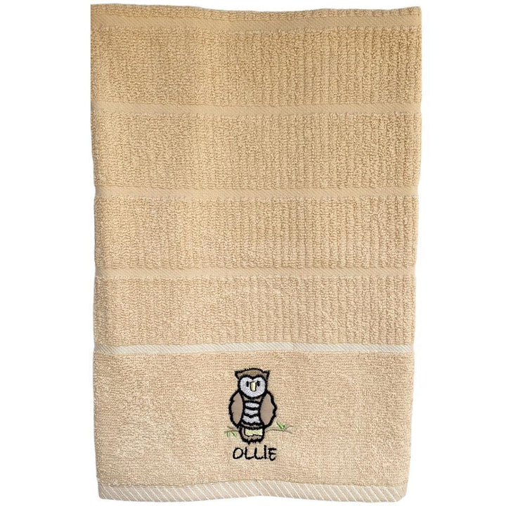 Ollie Owl Kitchen Towel Beige-Williamsons Factory Shop