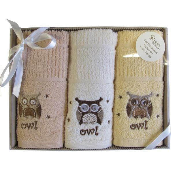 Owl 3pc Kitchen Towels-Williamsons Factory Shop