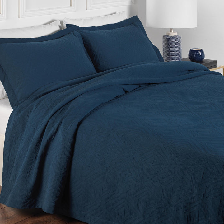 Padstow Woven Bedspread - Denim - Williamsons Factory Shop