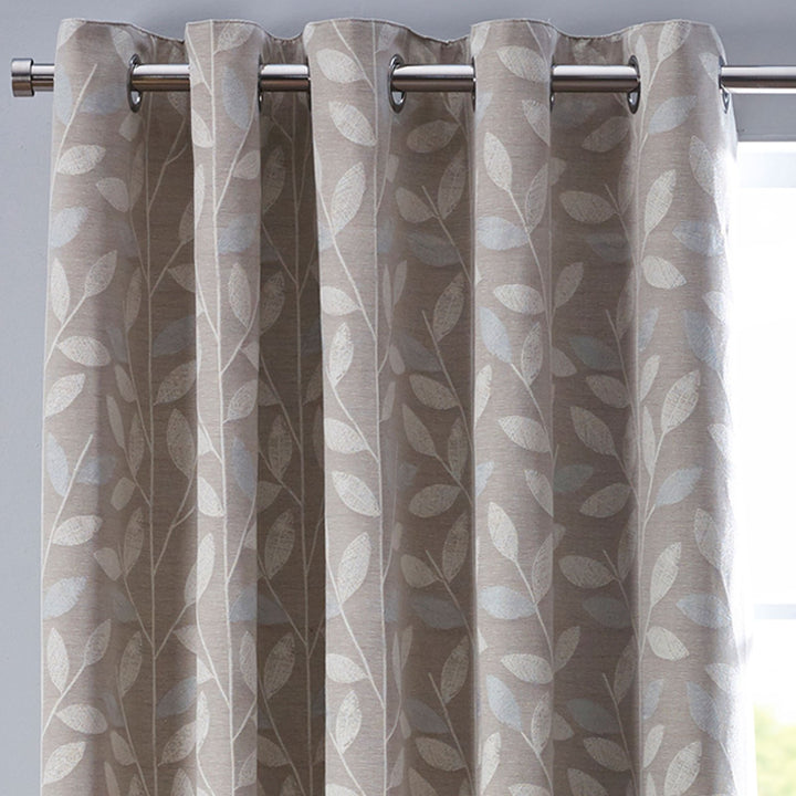 Pippa Leaf Lined Eyelet Curtains - Duck Egg - Williamsons Factory Shop