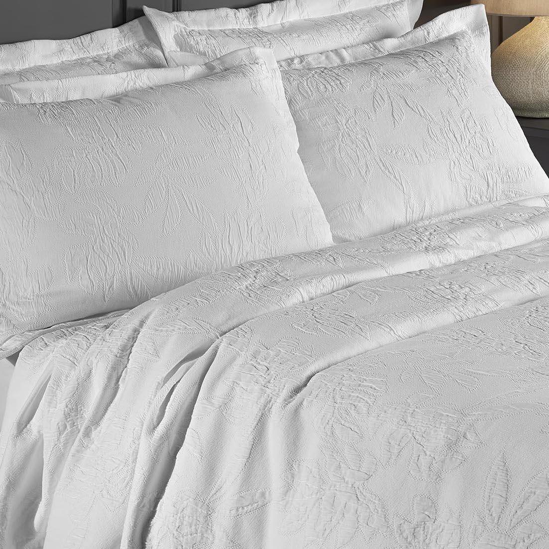 Richmond Woven Bedspread - White-Williamsons Factory Shop