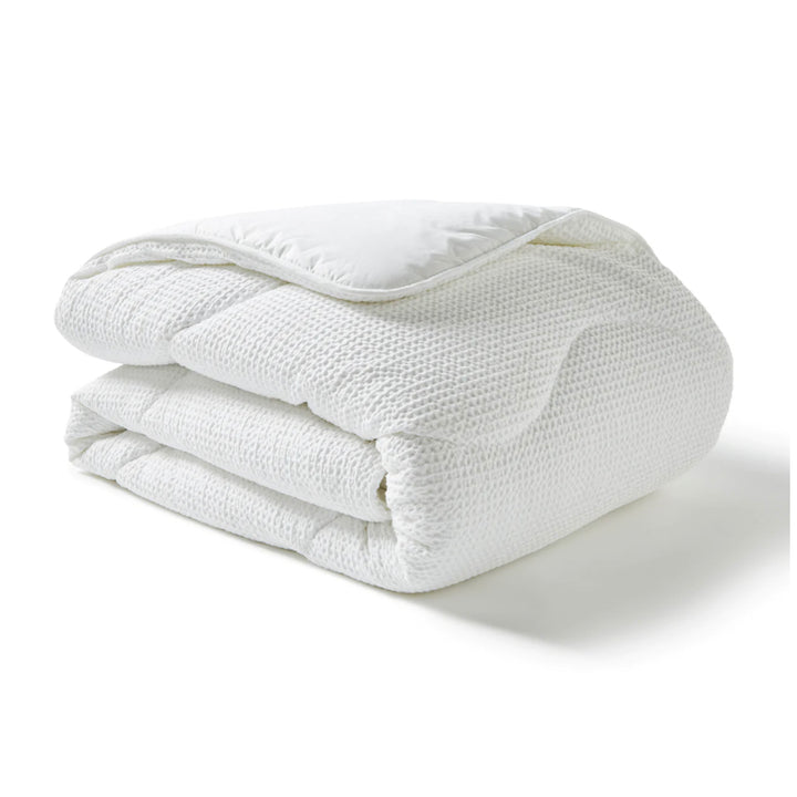Night Owl Cotton Waffle Coverless Duvet - White - Williamsons Factory Shop
