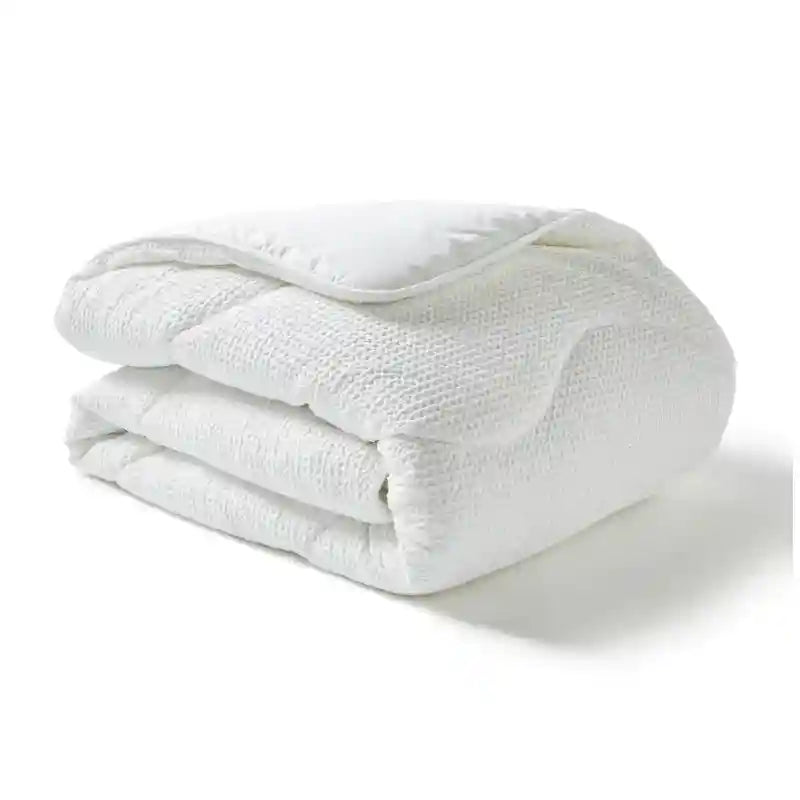 Night Owl Cotton Waffle Coverless Duvet - White - Williamsons Home