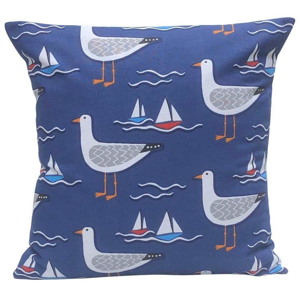 Seagulls Cushion Cover - Navy-Williamsons Factory Shop