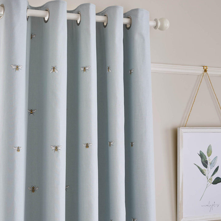 Sophie Allport Bee's Blackout Eyelet Curtains - Duck Egg - Williamsons Factory Shop